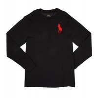 美國百分百【全新真品】Ralph Lauren T恤 RL 長袖 polo 素面 大馬 上衣 黑色 XS號 J181