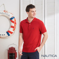 【NAUTICA】純棉簡約素色短袖POLO衫(亮紅)