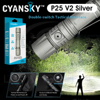 【錸特光電】CYANSKY P25 V2 微弧氧化表面處理 淡銀/白色 3600流明 戶外泛光燈 高亮手電筒 21700 爆閃 警用