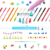 TOMBOW/蜻蜓playcolordot雙頭水彩筆點點圓頭細頭熒光記號筆