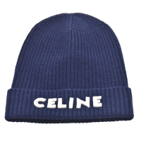 【CELINE】經典品牌標誌針織羊絨毛帽(海軍藍色2A25R423P.07MR.TU)