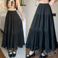 【buyer 白鵝】優雅 鏤空 蕾絲 層次 長裙(黑)