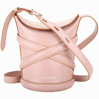 Alexander McQueen The Curve 牛皮翻蓋斜背水桶包(粉色)