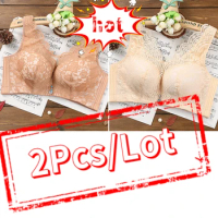 2 Pcs/lot Women Wire Free Bras Full Cup Large Size Underwear Non Padded Lace Bra Female Sexy Lingerie 75-85 90-120 A B C D E F H