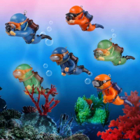 Cute Little Diver Fish Tank Ornaments Mini Simulated Floating Frogman Aquarium Decoration Accessories
