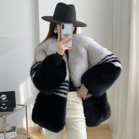 New Full Skin Fox Fur Grass Coat for Women's Mid length Korean Colored Casual Warm Fur Coat for Winter