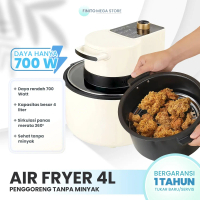 Air Fryer Kaca Finito Alat Penggorengan Tanpa Minyak Kapasitas 4L Sehat Tanpa Minyak