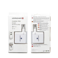 【LEXINGHAM樂星翰】QC3.0 + 2.4A 雙孔 USB充電器 歐洲插頭