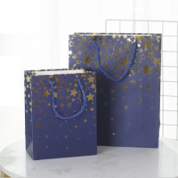 Bronzing Star Gift Paper Bag, Cothing blue bags Party Wedding Day Christmas bags Chocolate Packagin Gift Bags 96pcs/lot
