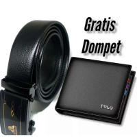 Beli ikat pinggang GRATIS dompet - Gesper Pria Model Rel Bahan Kulit Sintetis Panjang Sabuk 120cm Ko