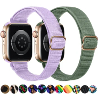 Slim Scrunchie Strap for Apple watch Ultra 49mm band 45mm 44/40mm 41mm Adjustable Nylon solo Loop bracelet iWatch Series 5 6 7 8