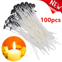 100Pcs/set Smokeless Candle Wicks Soy wax Pure Cotton Core 15/20/30cm DIY Candle Making Pre-waxed Wick For Party Supplies