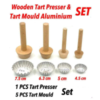 Kuih Tart / Egg Tart Mould Aluminium & Wooden Tart Presser SET