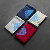六合堂手工刺繡祥云 海水紋 棉麻茶巾 吸水加厚軟茶布 茶道配件