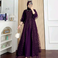 COD Keyla Dress Gamis Wanita Muslimah Dewasa Tile Mix Brukat Premium Payet Mutiara Mewah Pesta