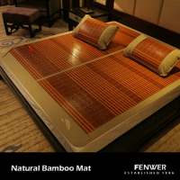 FENWER Summer double-sided Foldable ice silk grass Mat Bamboo Mattress Carbonized bamboo Mat