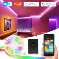 Ambient Smart LED Strip Lights Sync with TV Backlight,Linkage with HDMI Sync Box,RGBCW Color Changing Ceiling Light WiFi Control