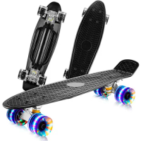Flashing Wheels Single Rocker 22 Inches Children Skateboard Mini Cruiser Penny Board Max 100kg Load Bearing