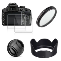 UV Filter Lens Hood Cap + 2x Glass Screen Protector For Canon EOS M10 M100 M200 M6 M50 EF-M 15-45mm / R10 R50 R100 RF-S 18-45mm
