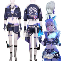 Game Silver Wolf Cosplay Costume Honkai Star Rail Cosplay Uniform Silver Wolf Wig Glasses Halloween Party Costume for Women