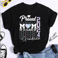 New Personalized Proud Mom Of A Class 2024 Graduate T-Shirt Proud Mom Senior 2024 T Shirt Proud Mom Gift summer Women funny tees