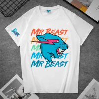 Mr Beast Mr Beast Same Black and White Short-sleeved T-shirt Men'sandwomen's Trend Short-sleeved Car