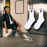 【PUMA】長襪 Fashion Crew Socks 白 深藍 中筒襪 休閒襪 E.SO瘦子款 襪子(BB1468-01)