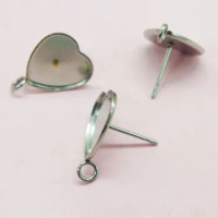 200PCS 12MM stainless steel, water droplets blank base care earrings