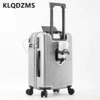 KLQDZMS 20"22"24"26 Inch High Quality Suitcase Front Opening Trolley Case Business Boarding Box Lightweight Rolling Luggage