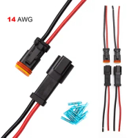 JRready 3Sets dt Pigtail 2Pin Way Automotive Waterproof Wire Connectors 14AWG (41/0.254) Copper Wire with 12pcs connectors