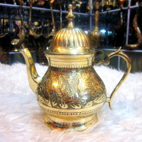 印度傳統手工藝品批發巴基斯坦銅器壓花工藝銅茶壺咖啡壺廠家直銷1入