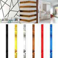 1Meter Acrylic Waist Line 3D Strips DIY Mirror Wall Sticker TV Background Wall Ceiling Edge Strip Self-adhesive home Decor Mural