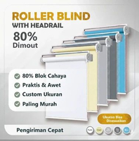 Roller Blinds Blackout 80% | Dimout Terawang - Tirai Jendela - Tirai Gulung Jendela L 100 cm T 150 c