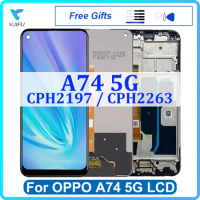 6.5"Original LCD For OPPO A74 5G CPH2197 CPH2263 Display Screen With Frame For OPPO A74 4G CPH2239 Pantalla Replace Digitizer