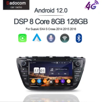 DSP 720P 2 din Android 13.0 8 Core 8GB RAM 256GB ROM Car DVD Player multimedia autoradio For Suzuki SX4 S Cross 2014 2015 2016