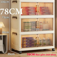 [Dài 78cm] Tủ nhựa gấp gọn 3 tầng cửa màu trong suốt kích thước 78*35cm, đựng quần áo giày dép sách 
