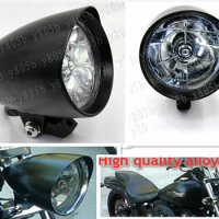Matte Black Bullet Tri Bar 7" Headlight light For Honda Shadow Spirit Sabre Aero ACE Steed VLX 400 600 1100 DLX VTX1300 1800