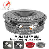 5M Usb Type-C\micro Usb Cable 8M 3M 2M 1.5M 1M Data Cable 6A Fast Charge for Iphone 15 Samsung Huawei Xiaomi Camera Ps5 Ps4