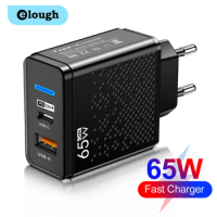 Elough 65W USB Charger QC3.0 Fast Charging For iPhone Huawei Xiaomi Samsung 30W Type C Mobile Phone Charger USB C Charge Adapter