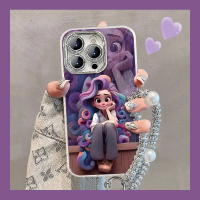 Cocok untuk casing ponsel Gadis kecil berrambut ungu berwarna ungu pribadi Case Hard Casing case  IP