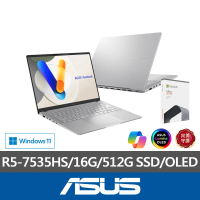 【ASUS】Office 2021組★14吋R5輕薄筆電(VivoBook S M5406NA/R5-7535HS/16G/512G/W11/OLED)