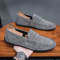 Men's Loafer Shoes Soft Sole Reverse Fleece Leather Men's Driving Shoes Casual Shoes Men Shoes