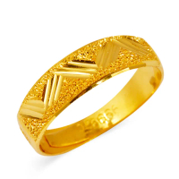【JING YANG 晶漾】黃金戒指鋸齒鑽沙戒(0.85錢±0.05錢)