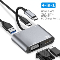 NEW 2/4 in 1 USB C HDMI Type c To 4K Adapter USB3.0 PD 87W Fast Charger VGA 1080P Audio video Hub Co