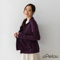 【PL Life】貝柔UPF50+高透氣防曬顯瘦外套-女立領(深紫)