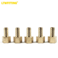 LTWFITTING Brass Fitting Coupler 1/2-Inch Hose Barb x 1/2-Inch Female NPT Fuel Water Boat(Pack of 5)