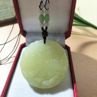 遇玉天然青白玉貔貅玉佩麒麟圓牌男女證書個性刻字送證書吊墜項鏈