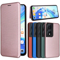 For Honor 90 Smart 5G Case Luxury Flip Carbon Fiber Skin Magnetic Adsorption Case For Huawei Honor 90 Smart 5G Phone Bags