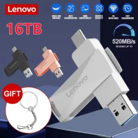 Lenovo 16TB USB Stick 3.2 TYPE C USB Flash Drive OTG 2 IN 1 2TB 1TB Pen Drive 128GB Pendrive Waterproof Memory Disk With Keyring
