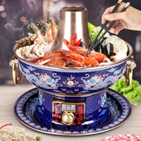 Hot Pot, Electric and Carbon Dual purpose Plug in Thickened Instant Lamb, Household , Pure Copper Enamel